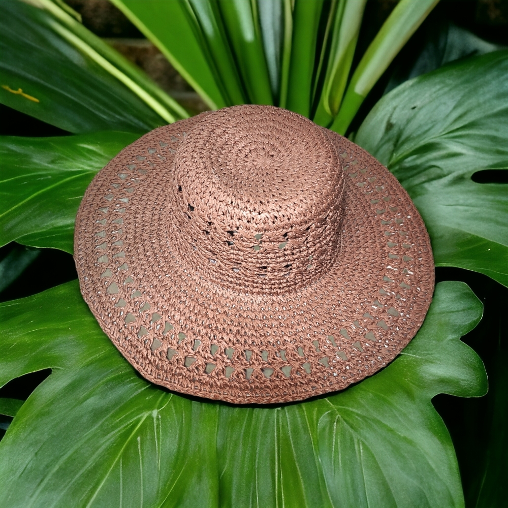 TIME and TRU Natural Open Weave Wide Brim Sunhat - Picture 8 of 12